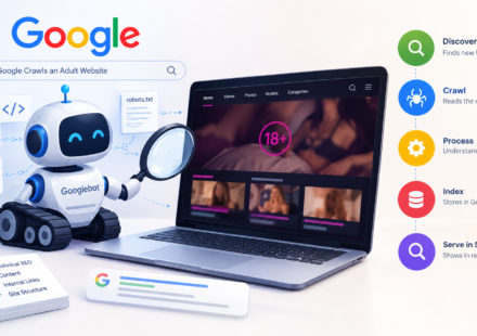 Googlebot crawling an adult website for SEO and indexing